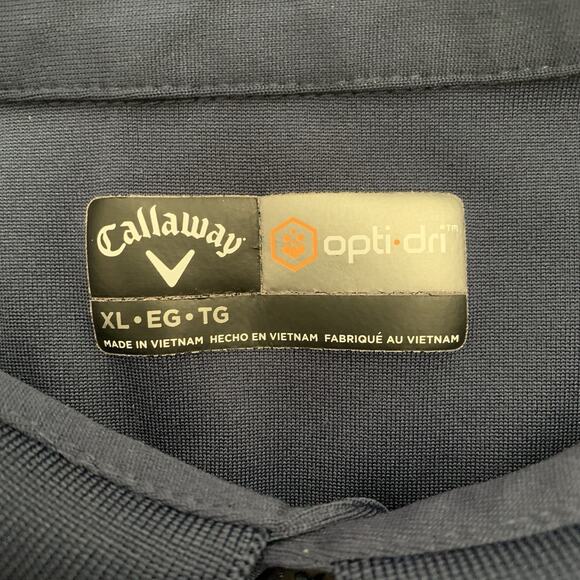Callaway Golf Shirt Mens Size XL Polo Opti-Dri Navy Blue Stripe Wicking Pullover - Picture 2 of 5